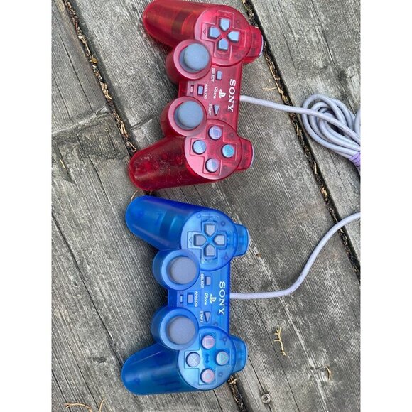 Sony PlayStation SCPH-110 PS1 PS One PS2 Controller Clear Red & Blue Translucent - Picture 4 of 9